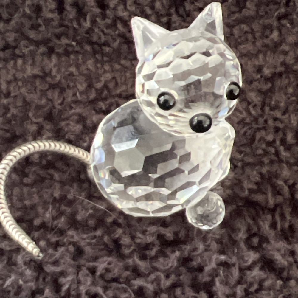 Swarovski Crystal Cat Kitty Charm Figurine Flowing Wire Tail RETIRED - Picture 4 of 11